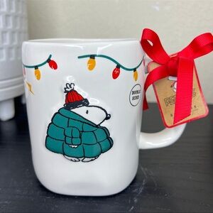 NEW Rae Dunn x Peanuts Snoopy Puffer Jacket ‘Current Christmas Mood’ Mug